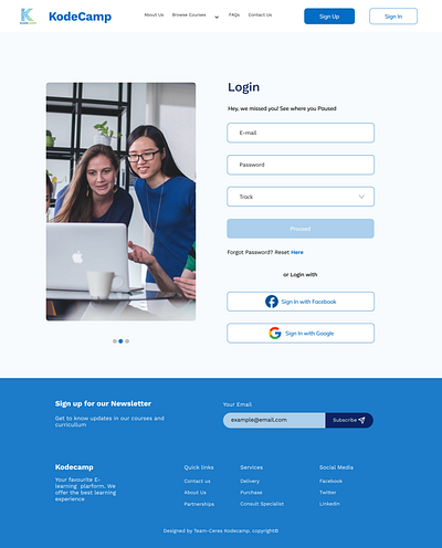 Kodecamp Login Page typography ui web design