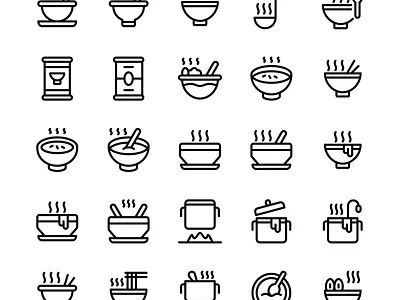 Soup icon set design food icon icon design icon set iconography icons illustration logo ui vector