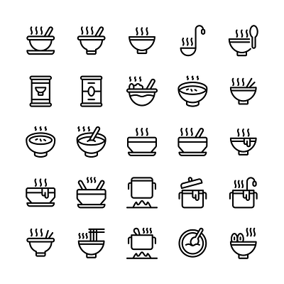 Soup icon set design food icon icon design icon set iconography icons illustration logo ui vector