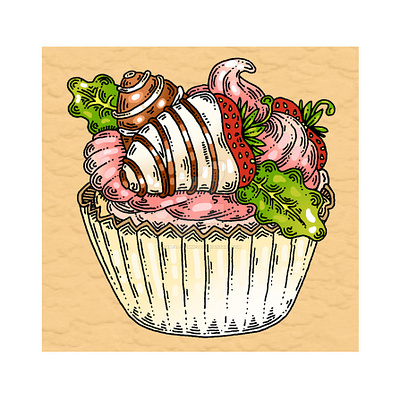 Chocolate Covered Strawberry Cupcake design dessert digital art drawing food art illustration illustrator kawaii line art missouri pastels pen and ink pink pop art procreate saint louis stl sweet treat whimsical whimsy
