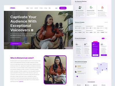 Voice Over Landing Page Design clean website design jabel landing design landing page record voice simple website ui ui ux user interface design ux visual designer voice over voice over artist voice over website voice recording