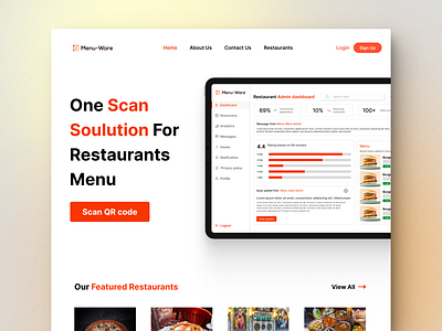 Menu-ware restaurant app dhashboard food graphic design menu restaurant ui uiux website