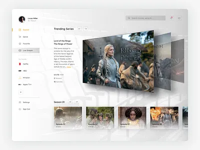 Movie Platform-Light cinema clean dashboard entertainment film hbo light minimal movie app movies netflix prime series stream streaming streaming dashboard tv shows web app