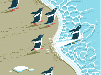 Penguin Beach Art Print Illustration design graphic design illustration