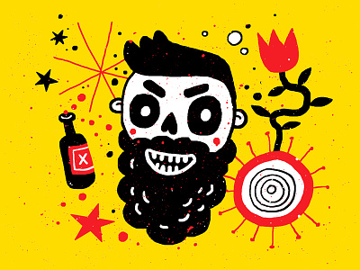 Happy skull abstract art cartoon doodle drawing happy illustration skull