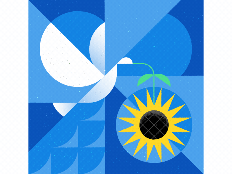 Peace for Ukraine bird dove geometric gif loop peace shapes sunflower ukraine ukrainian