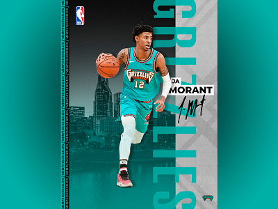 Ja Morant - NBA Poster basketball basketball design design graphic design illustration ja morant memphis grizzlies nba nba poster nba print print shop sports design