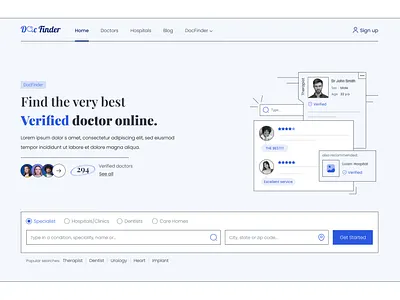 DocFinder blue branding brutalism dental doctor graphic design hospital landing medical minimalism minimalist motion graphics nurse search ui uidesign website