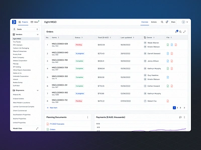 Doss - Data base relation automation dashboard dropdowns erp management management saas operations saas order list orders table planning app planning saas product design resource planning saas components saas dashboard saas platform saas table system web app