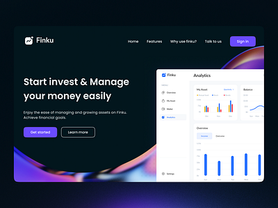 Finku Landing Page Exploration 3d dashboard fintech landing page ui