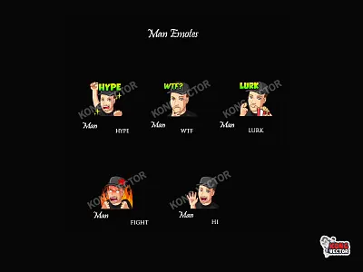 Man Twitch Emotes cartoon custom design emoji emote emotes graphic design illustration man man emote twitch twitchemote twitchemotes