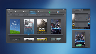 Epic Games Skeuomorphic Redesign mockup ui