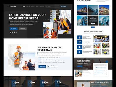 Construction Company Website Design👷🚧 architecture building construction contractor engineering full website landing page remodeling renovation uiux web development website design