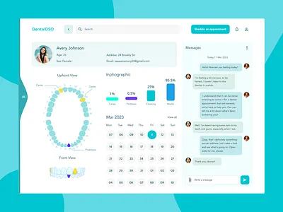 Dental Dashboard Web SaaS b2b blue dashboard dental dentist design doctor healthcare medicine saas teeth telemedicine tooth ui ux web