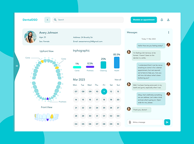 Dental Dashboard Web SaaS b2b blue dashboard dental dentist design doctor healthcare medicine saas teeth telemedicine tooth ui ux web