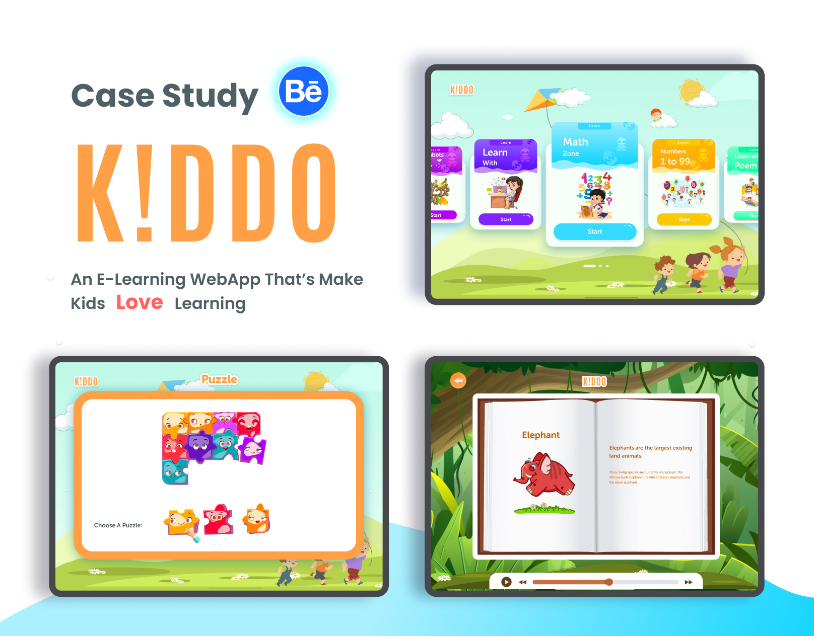 Case Study: KIDDO An E-learning Webapp For Kids case study courses digital education e learning education educational app elearning kid educational app kiddo learn learning platform online learning study ui uiux user experience user interface ux webapp website design