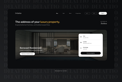 Delattio - Real Estate Agency Landing Page Design clean dark design estate landing landing page minimal neat real estate sleek ui
