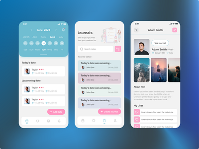 DANTE Dating Journal datejournal datingapp design journalapp ui uiux uiuxdesign