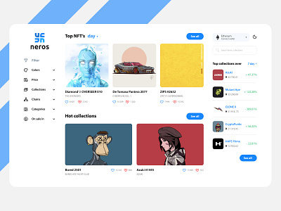 Minimalistic Design of NFT Marketplace alev crypto design desktop development digital design studio figma interface light theme marketplace money nft responsive ui ux web design webflow