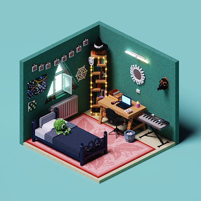 My Room with Voxels 3d 3d art isometric magicavoxel voxel voxel art voxel room