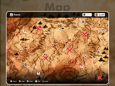 MZ 100dayuichallenge branding dailyui day29 design figma game ui graphic design illustration logo map oldmap pirate tokens ui userinterface vector