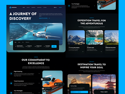 Travel Website Design Landing Page - Dark mode agency booking hotel hotel booking japan journey tourism travel travel agency travel app travel service travel website traveling trip ui animation vacation web design website website design world