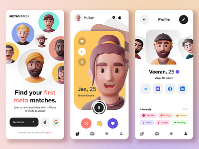 Metamatch concept 3d design mobile product design ui