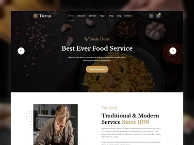 Ticrou - Restaurant Web Design bakery bar bistro business clean concept creative design dribbble best shot dribbble trend 2023 figma logo minimal minimal design typography ui ux vector web website