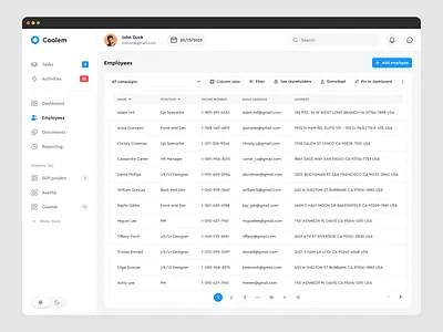 Web Table - Сompany's Employee Database design system employees table ui uxui web design web service