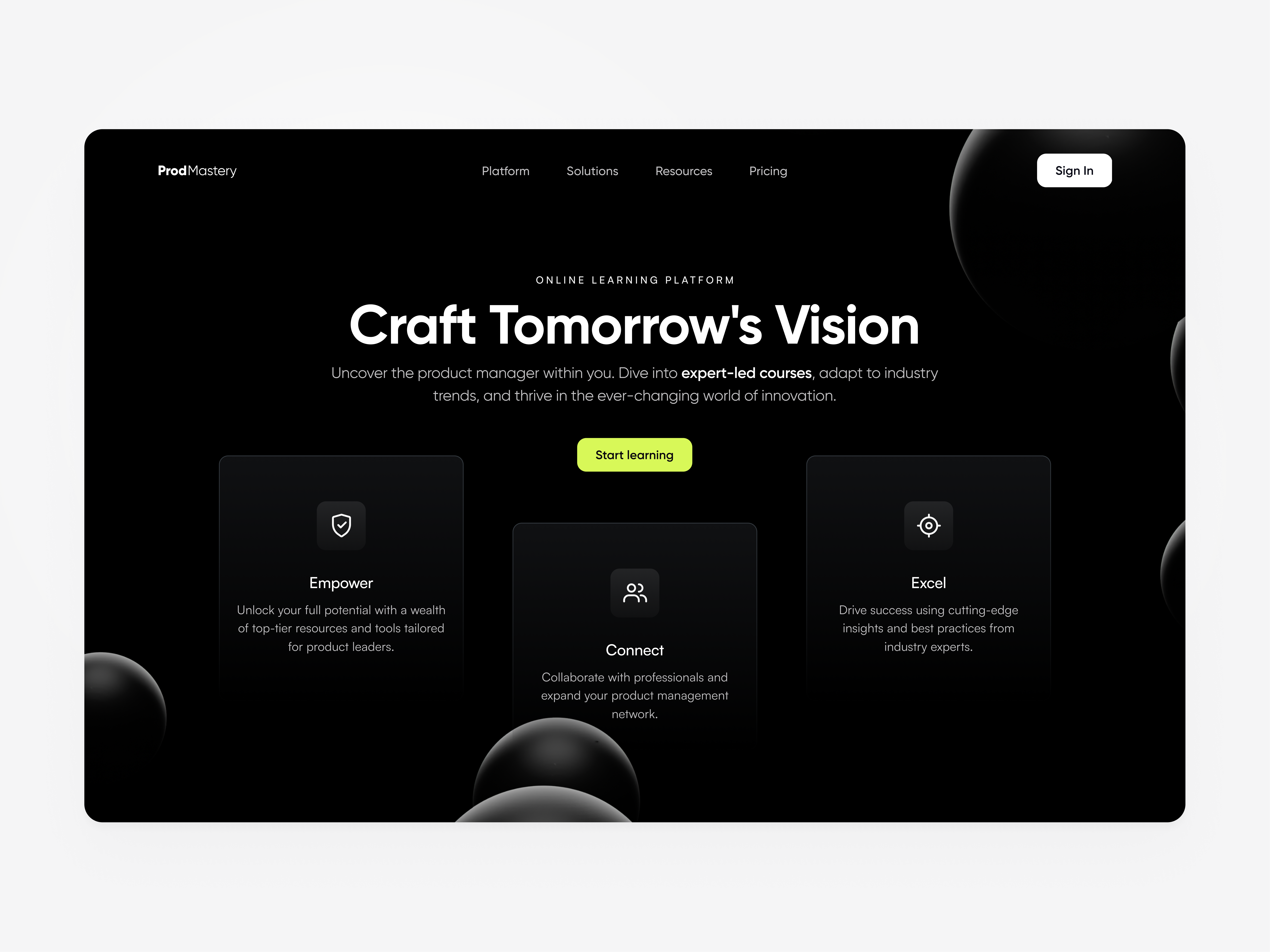 Landing Page ✦ Web Design animation black button daily ui dark mode design features interface key points landing page list ui user interface ux web design yellow