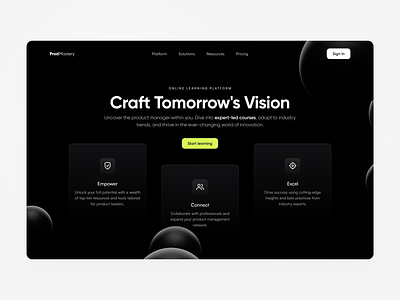 Landing Page ✦ Web Design animation black button daily ui dark mode design features interface key points landing page list ui user interface ux web design yellow