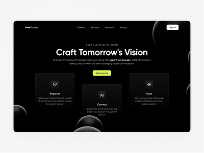 Landing Page ✦ Web Design animation black button daily ui dark mode design features interface key points landing page list ui user interface ux web design yellow