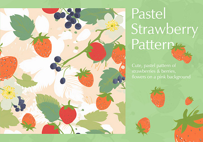 Pastel Strawberry Pattern design drawing graphic design illustration pattern seamless seamless pattern strawberry