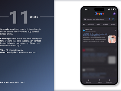 Contact Lenses on Google - UX Writing accessibility design app ui branding contact lens content design content strategy contentwriting daily ux google google search google search result ios mobile mobile app portfolio search engine seo ux design ux writing uxwritingchallenge