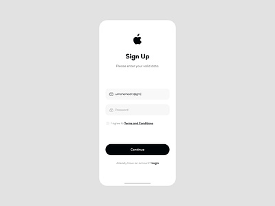 Sign Up - Design Challenge #1 100days app design apple designchallenge minimal sign in sign up page ui challenge uidesign user sign up