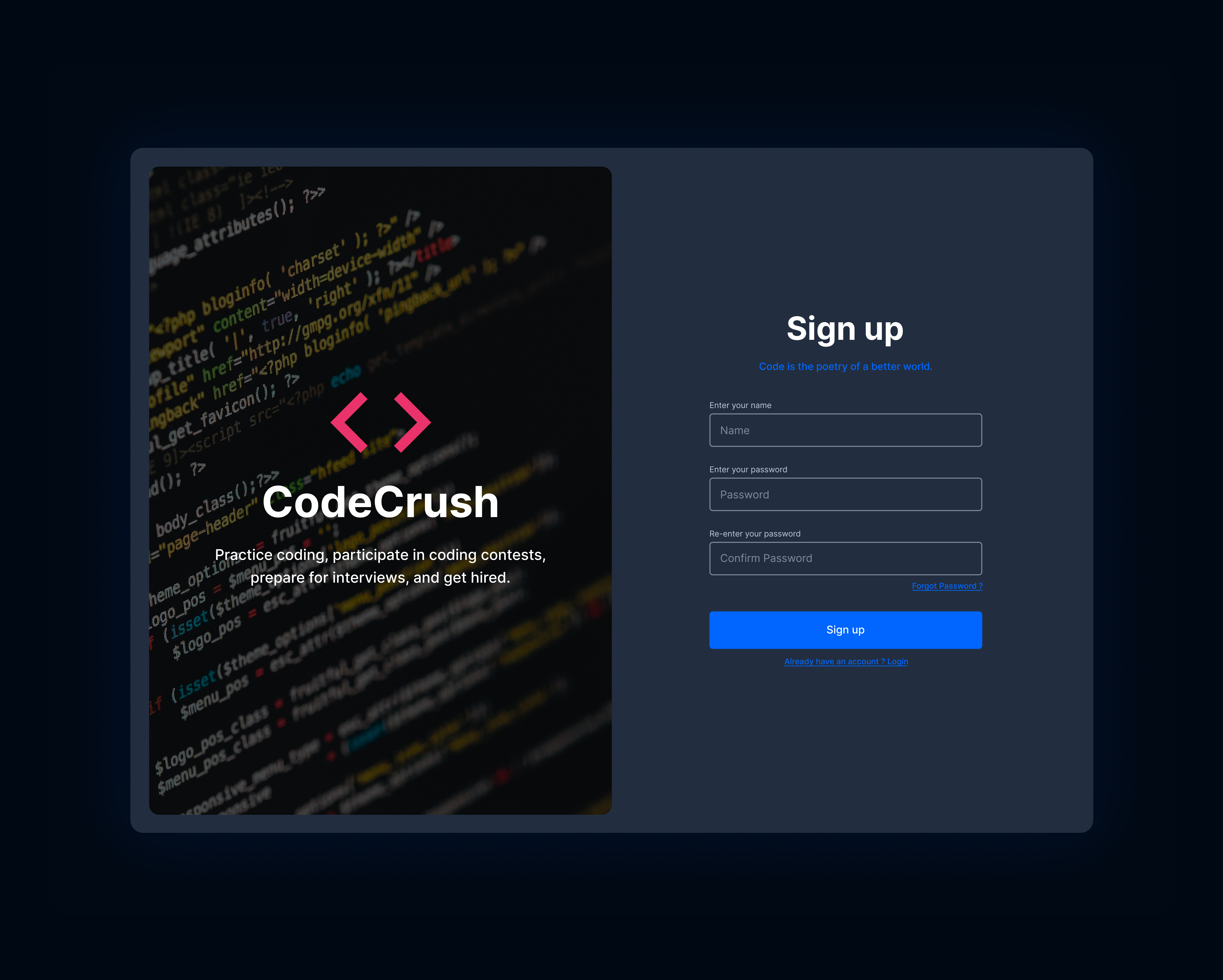 Coding contest site sign-up screen app ui beautiful ui dalyui login ui mobile app ui sign up ui ui