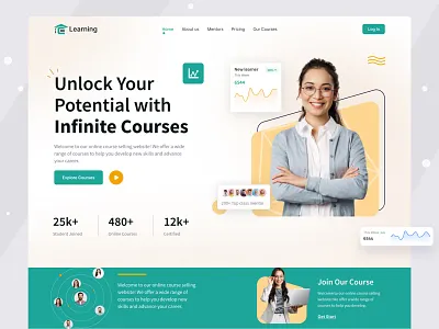 E-learning Platform Website 2023 trend best designer course course selling website dribbble best shot e learning e learning platform e learning website homepage rupak rupak chakraborty top designer trendy uiux uiux designer web web design website website design xgenious