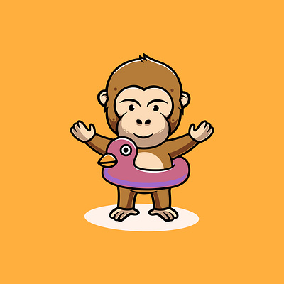 Cute Baby Monkey on Holiday beach bum branding graphic design