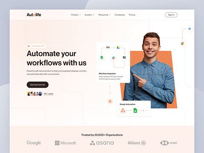 Autolife - Workflow automation landing page automation automation platform homepage integration integration website landingpage low code sourav deb uidesign uiux uiux designer ux design web web design web designer website website builder website design website designer workflow