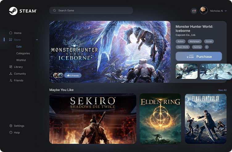 STEAM UI/UX Redesign Idea by Nicholas Nathanael on Dribbble