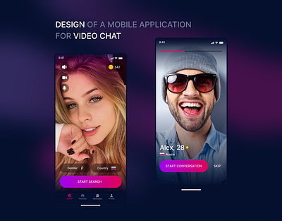 Video chat | UX/UI Design Mobile app android app appdesign design figma ios mobile mobileapp ui user interface ux uxui videochat