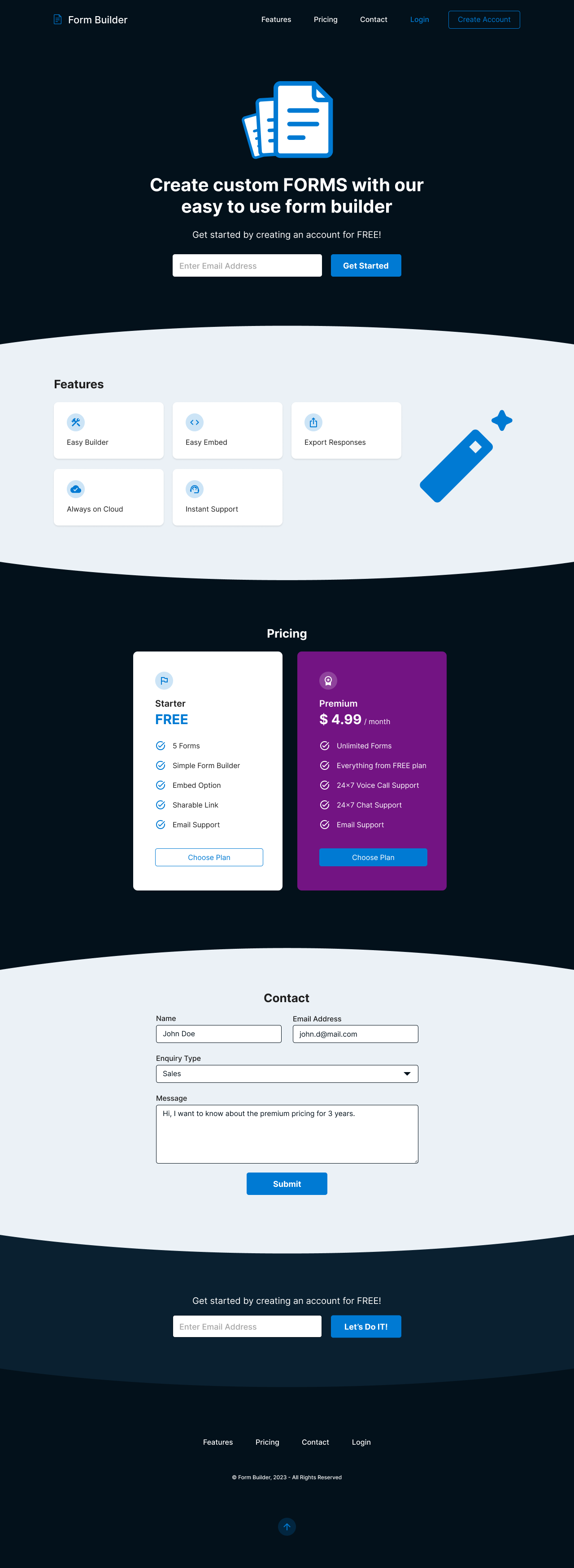 Form Builder SAAS Landing Page form builder landing page saas