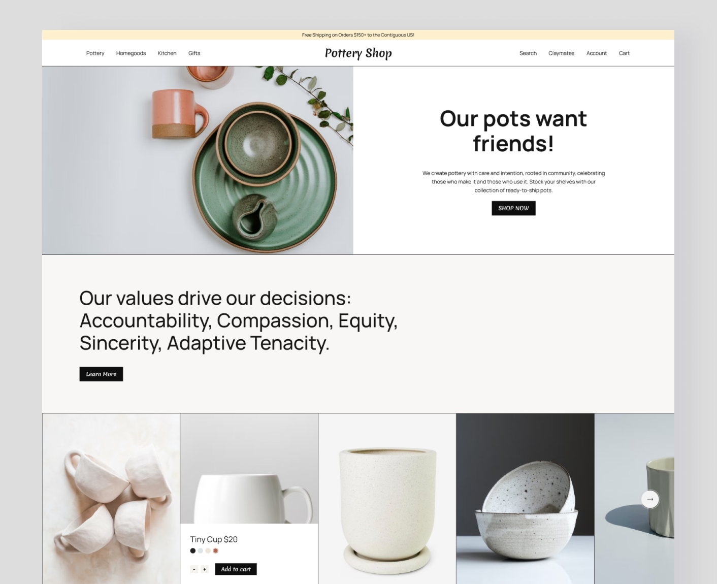 The Pottery Parlor, Homepage