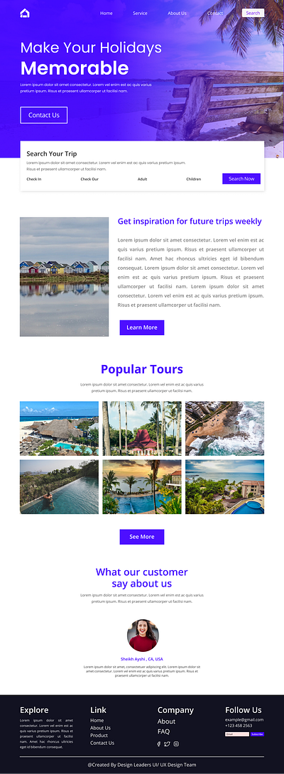 Holiday Tour Package Website UI UX Design branding graphics design ui ux vector style