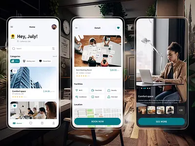 Co-working app animation app ui ux