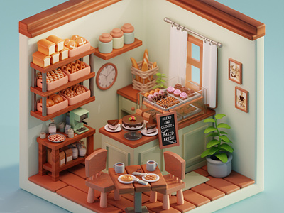 3D Cute Isometric Bakery made in Blender 3d 3d bakery 3d blender 3d building 3d isometric 3d model 3d modeling 3d scene b3d blender blender isometric blender render blender scene cute 3d design illustration isometric