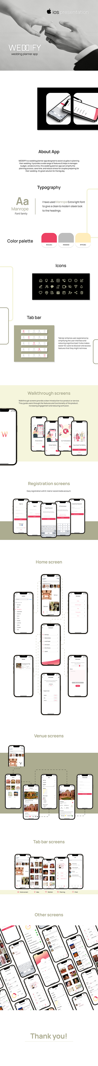 Weddify(Wedding planner app) mobile design ui wedding app