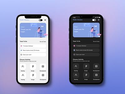 Activity app Dark mode dark mode mobile app ui ux