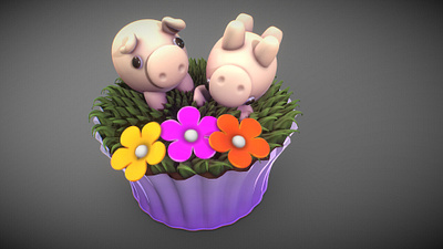 Piggy Cupcake 2d digital art 3d 3d art cupcake cute pig