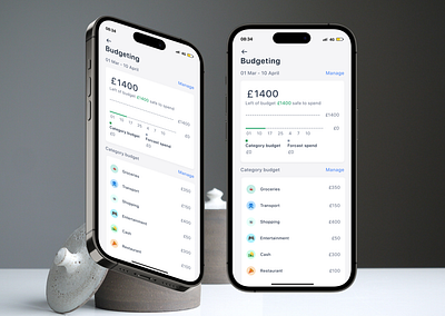 Budget screen for fintech app app design figma mobile